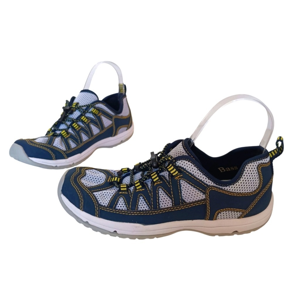 G.H. Bass & Co. Daphne Walk Shoes Womens 7 Navy Blue White Bungee Lace Mesh